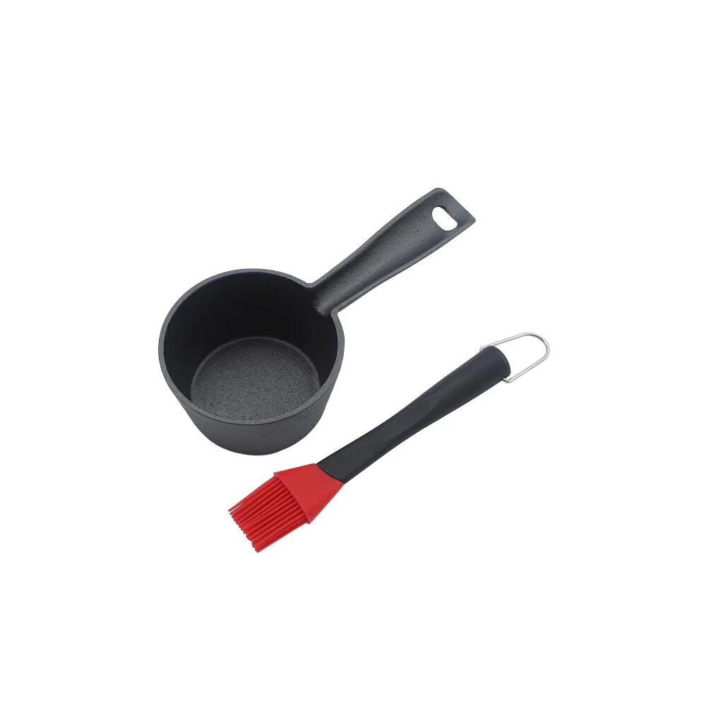 Men’s Republic Basting Set with Cast Iron Pot and Brush for BBQ - Black - Image 4