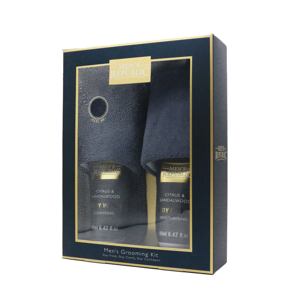 Men’s Republic Grooming and Slippers Kit for Comfort and Relaxation - Grey - Image 3