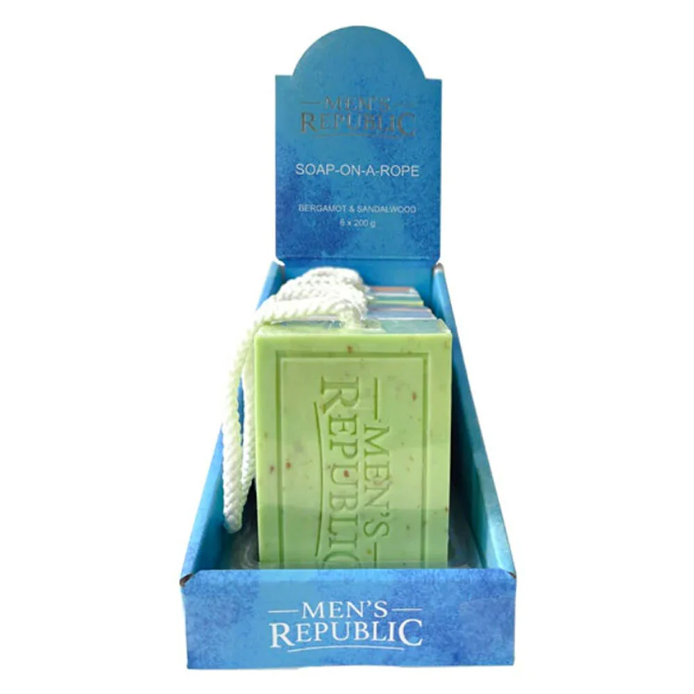 Men's Republic Logo Soap-on-a-Rope Bergamot & Sandalwood Body Bar Soap 6pc - Image 2