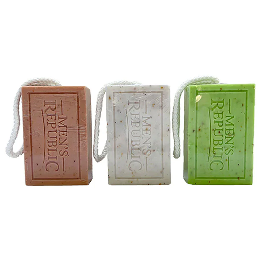 Men's Republic Logo Soap-on-a-Rope Bergamot & Sandalwood Body Bar Soap 6pc - Image 3