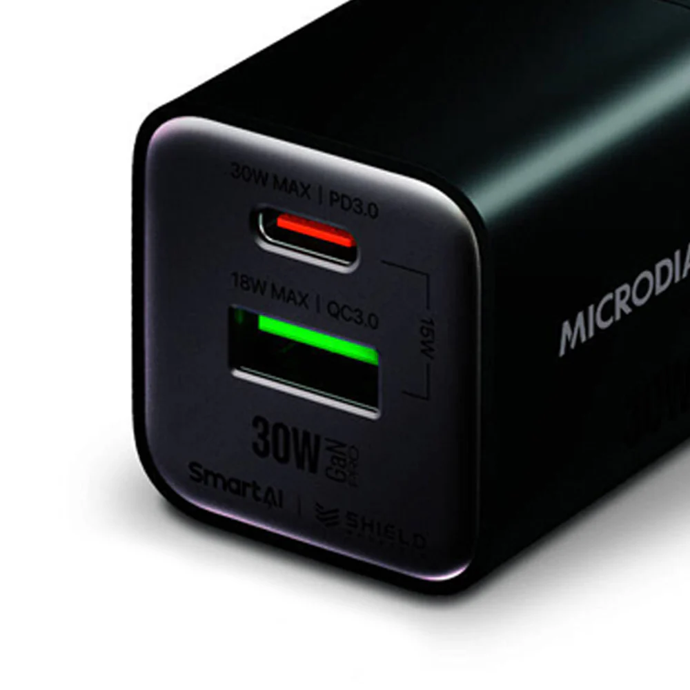Microdia SmartCube Nano 30W Dual Port GaN Wall Charger (Black) - Image 3