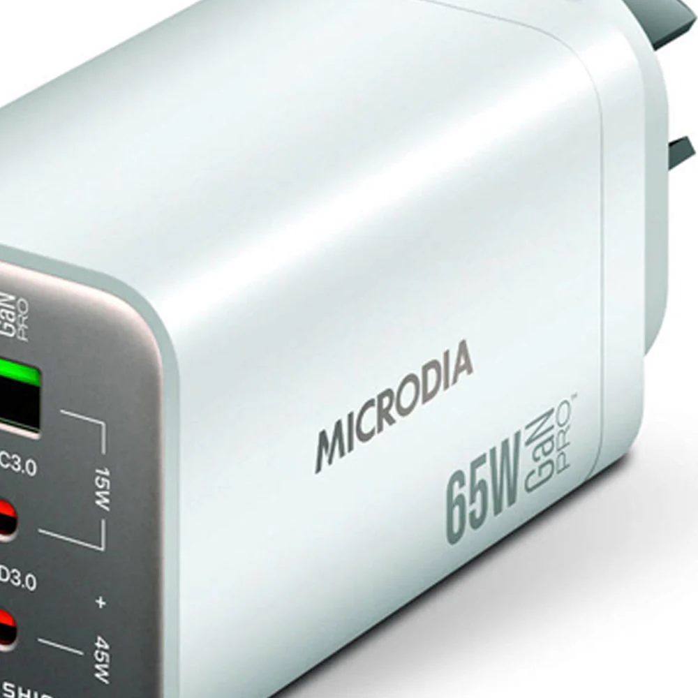 Microdia SmartCube Nano 65W Tri Port GaN Wall Charger (White) - Image 3