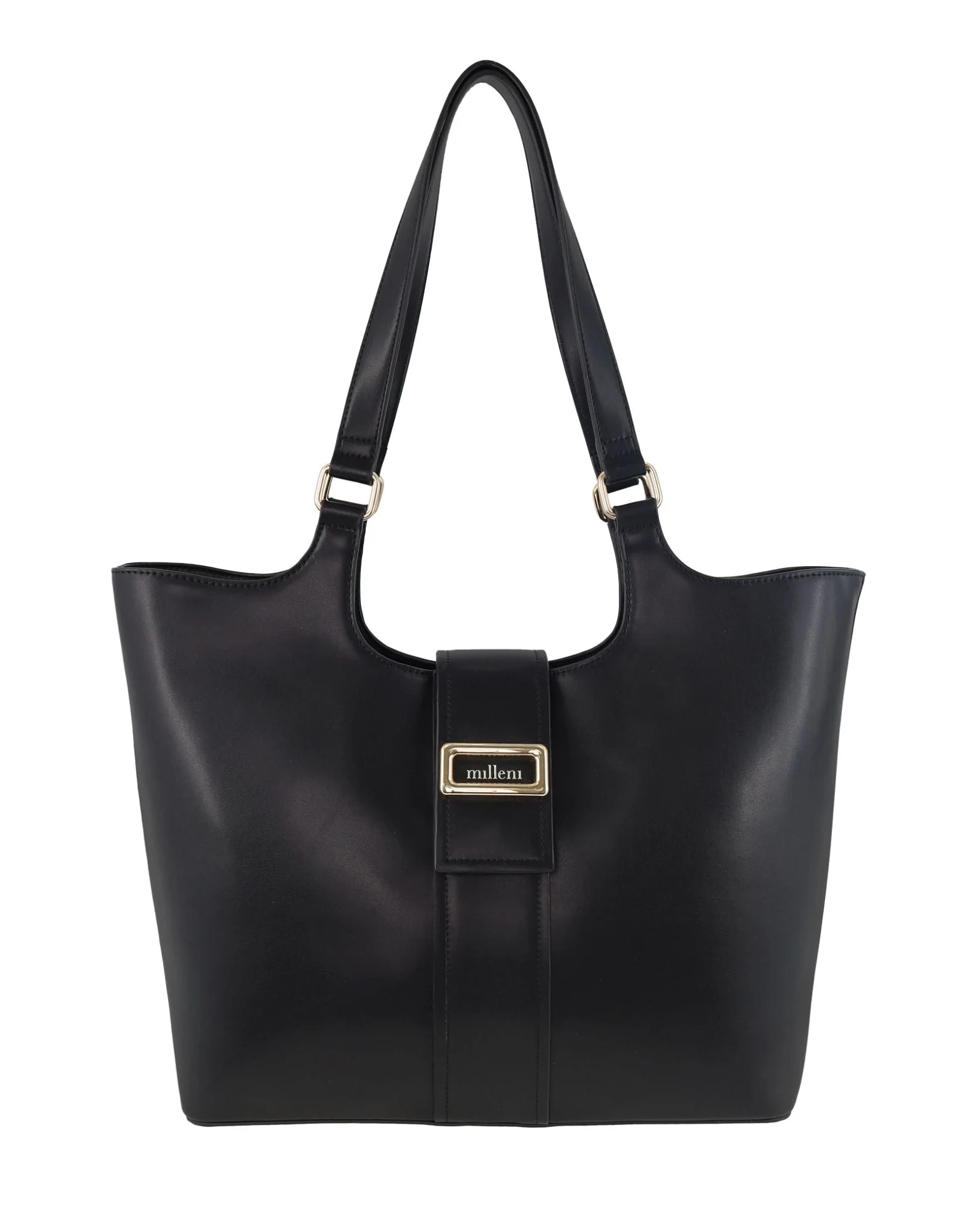 Milleni Women's Handbag Vegan Leather Fashion Chic Caryall Tote Bag (Black) - Image 6