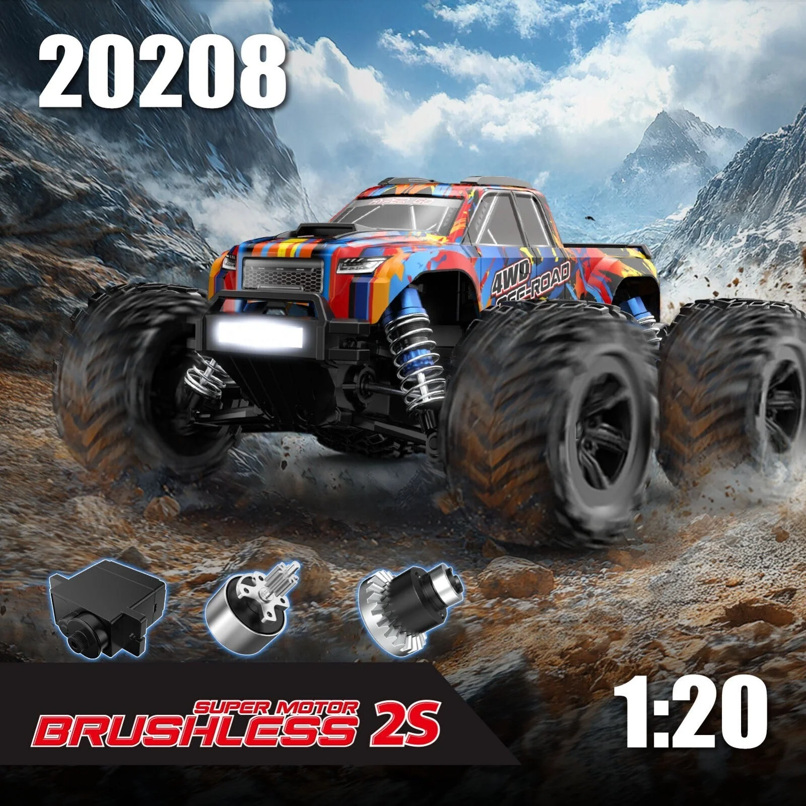 MJX 1/20 Hyper Go 4WD Off-road Brushless 2S RC Monster Truck - Image 3