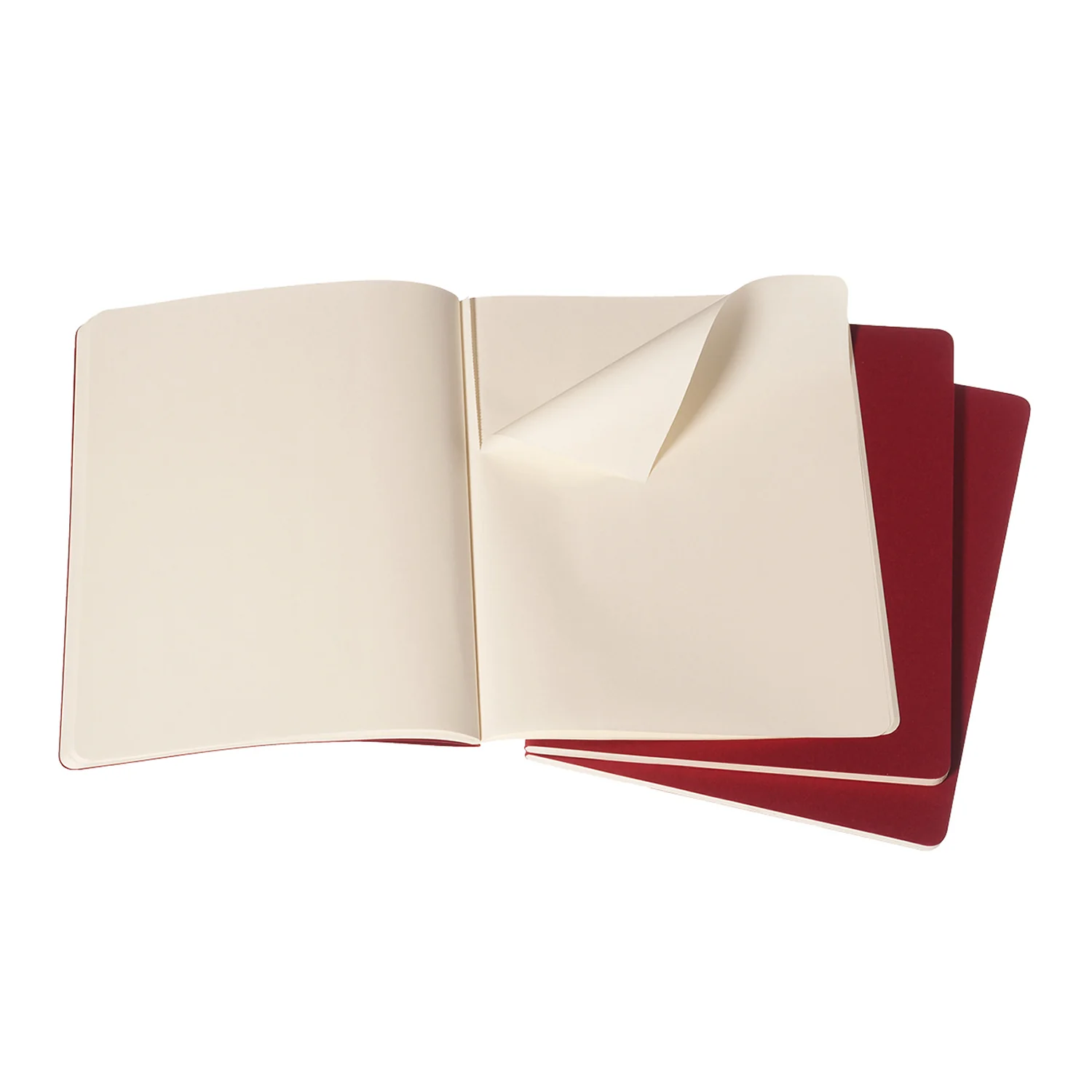 Moleskine Plain Cahier Notebook X-Large (Cranberry Red) [3-Pieces] - Image 2