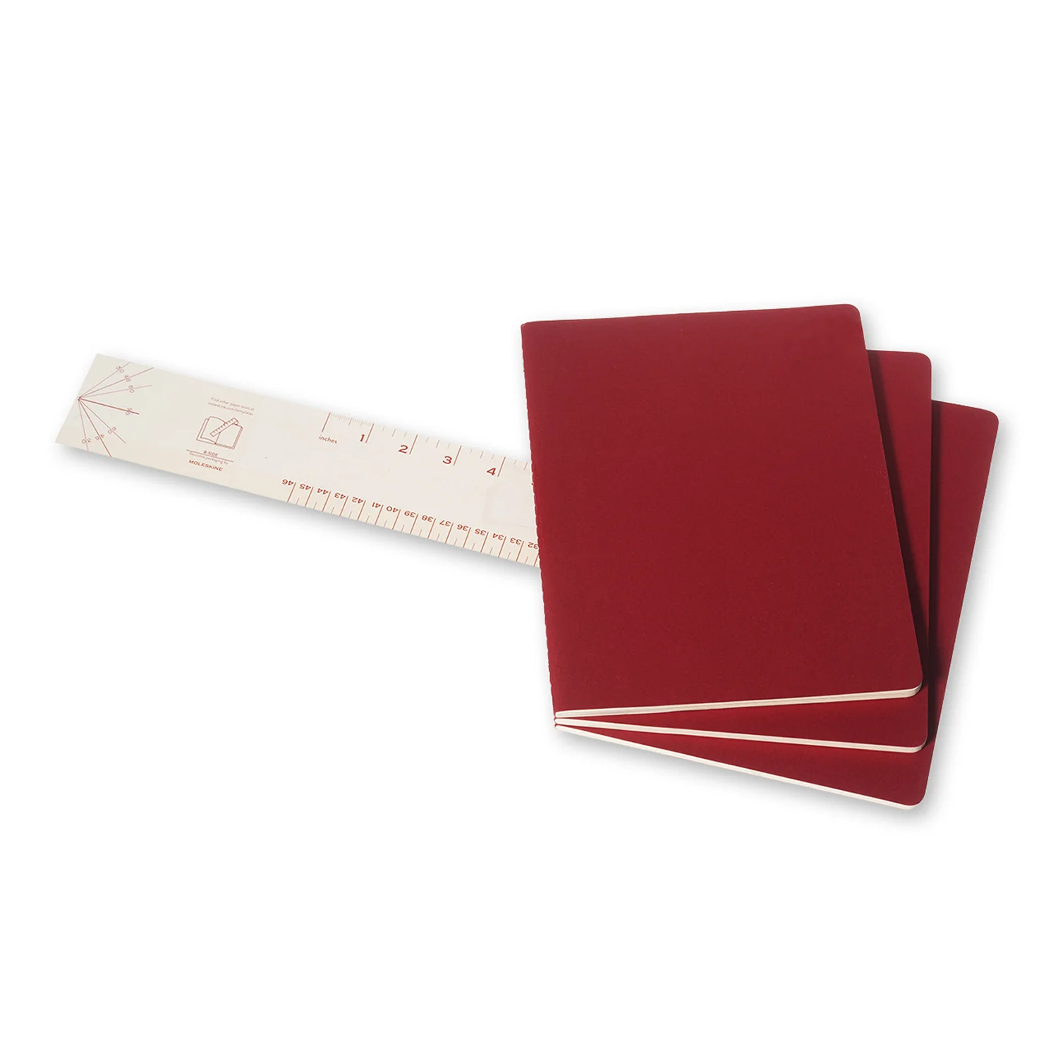 Moleskine Plain Cahier Notebook X-Large (Cranberry Red) [3-Pieces] - Image 3