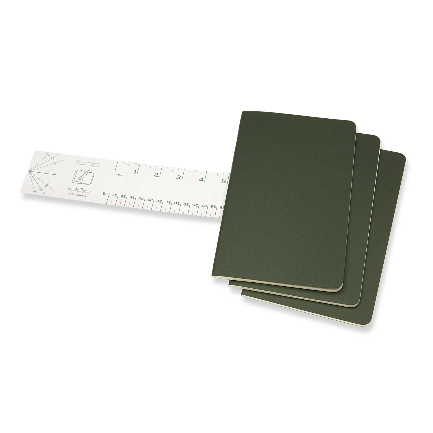 Moleskine Ruled Cahier Notebook Large (Myrtle Green) [3-Pieces] - Image 3