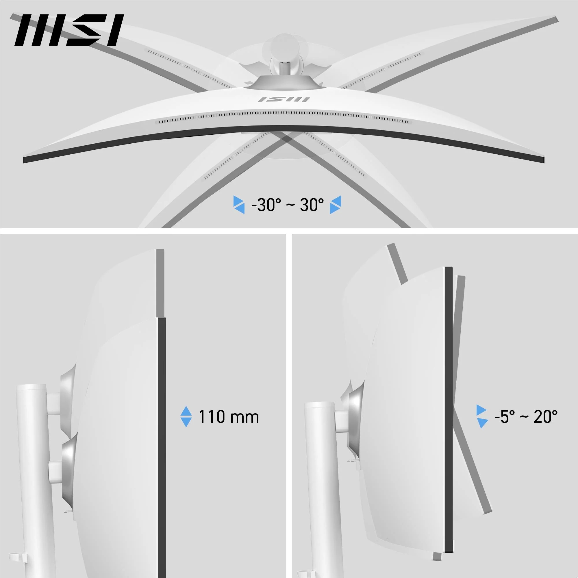 MSI Modern MD342CQPW 34" UWQHD 120Hz USB-C 98W Curved Professional Monitor (White) - Image 4