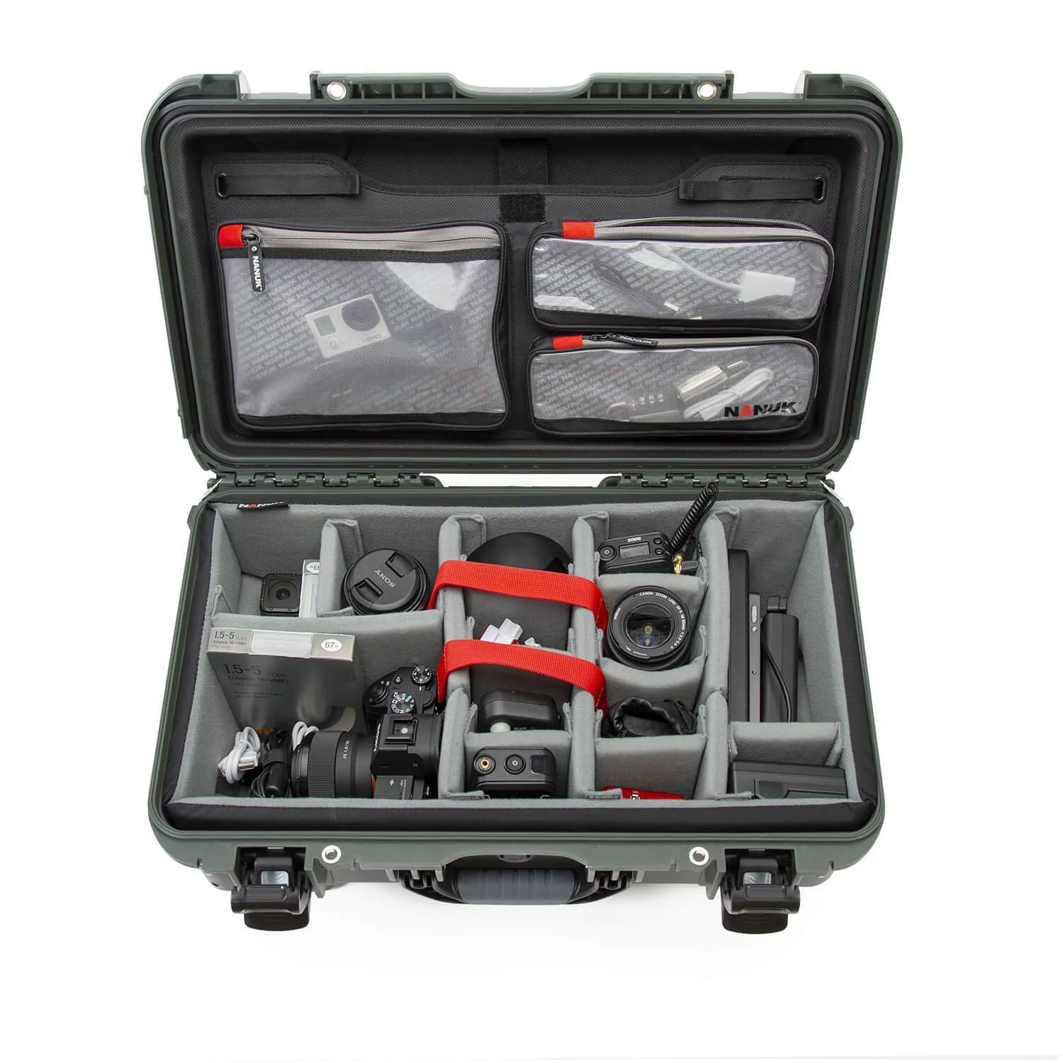 Nanuk 935 Pro Photo Kit Hard Case with Lid Organiser/Divider (Olive) - Image 2