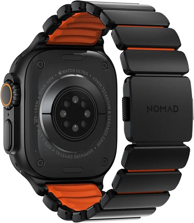 NOMAD Stratos Apple Watch Band 49mm for Apple Watch Ultra 1 & 2 (Black/Orange) - Image 2