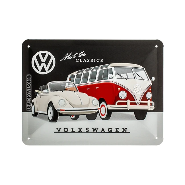 Nostalgic-Art 15x20cm Small Wall Hanging Metal Sign Plaque VW Meet the Classics - Image 2