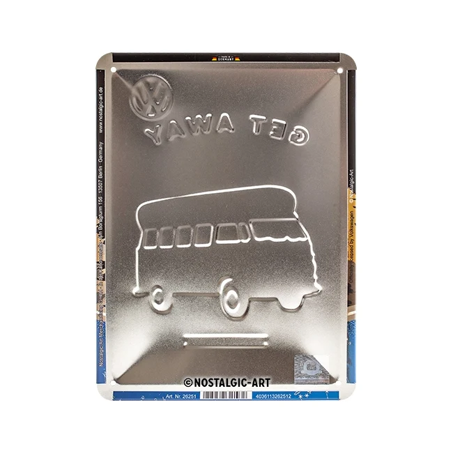 Nostalgic-Art 15x20cm Small Wall Metal Sign Plaque VW Bulli Let's Get Away Night - Image 4