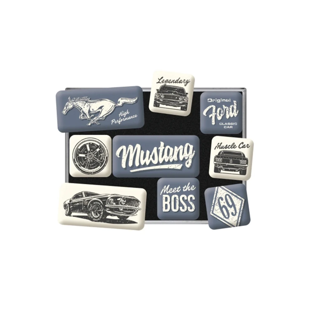 Nostalgic-Art 9pc Fridge Decor Magnet Set Ford Mustang The Boss 7x9.3x2cm - Image 2