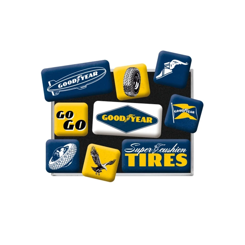 Nostalgic-Art 9pc Fridge Decor Magnet Set Goodyear Logos 7x9.3x2cm - Image 2