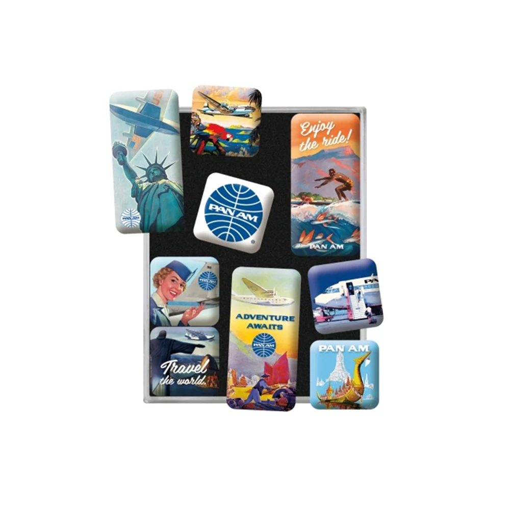 Nostalgic-Art 9pc Fridge Decor Magnet Set Pan Am Travel The World 7x9.3x2cm - Image 2