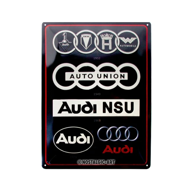 Nostalgic-Art Audi Logo Evolution 30x40cm Large Metal Tin Sign Plaque - Image 2
