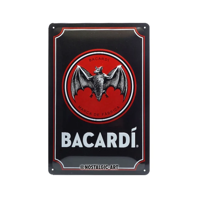 Nostalgic-Art Bacardi Logo 20x30cm Medium Metal Tin Sign Plaque - Black - Image 2