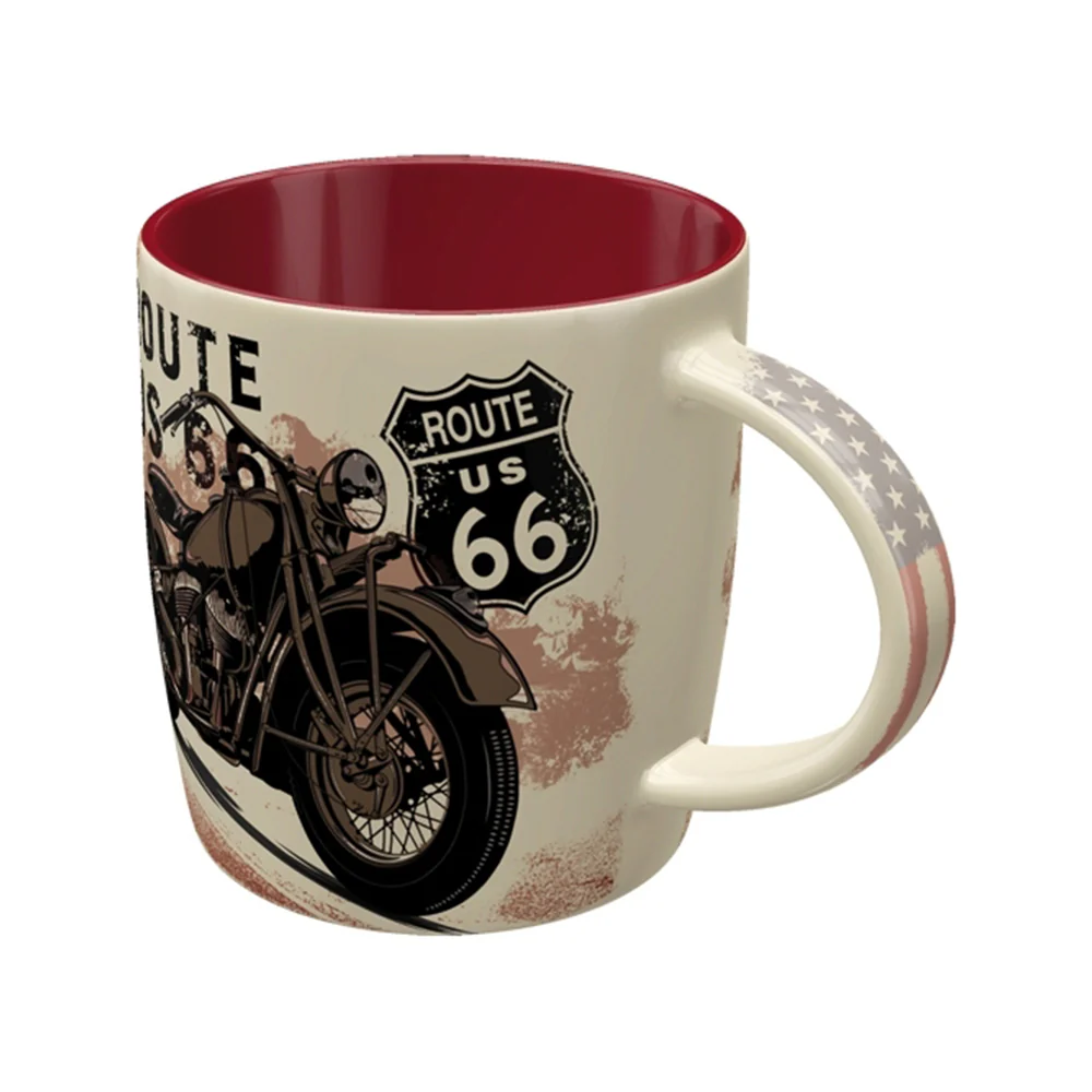 Nostalgic-Art Ceramic Coffee Mug Route 66 Bike Map Retro Design 330ml - Image 2