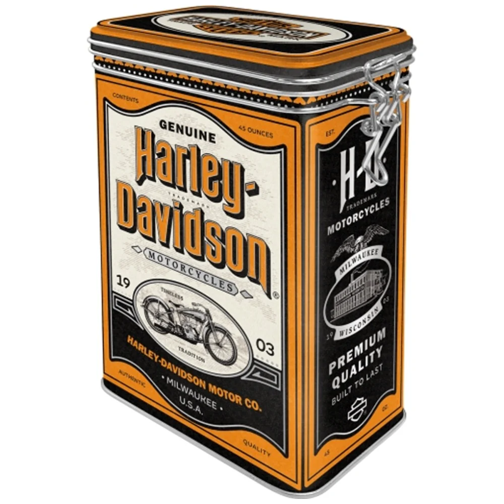 Nostalgic-Art Clip Top Storage Tin Harley Davidson Milwaukee 7.5x11x17.5cm - Image 2