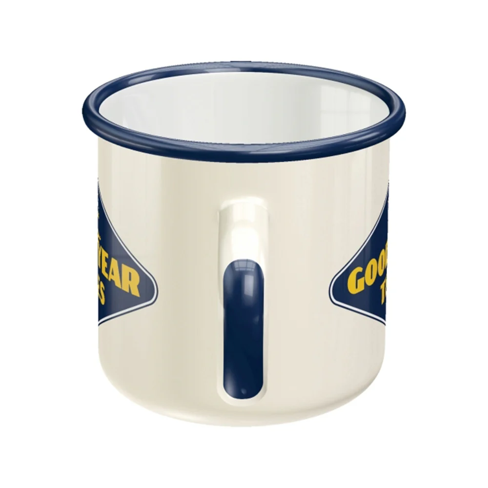 Nostalgic-Art Enamel Coffee Mug Goodyear Tires Logo White and Navy 8x8cm - Image 3