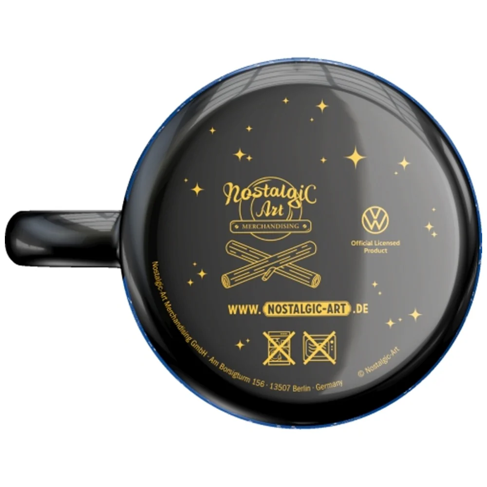 Nostalgic-Art Enamel Mug VW Bulli Lets Camp Away Night 360ml Black - Image 3