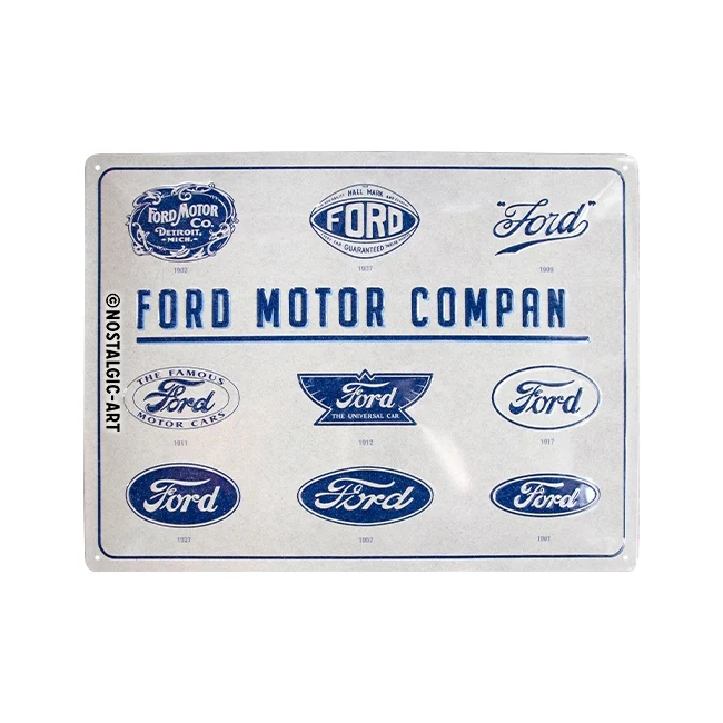 Nostalgic-Art Ford Logo Evolution 30x40cm Large Metal Tin Sign Plaque - Image 2