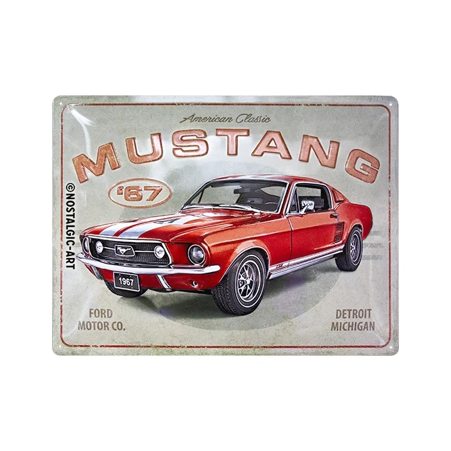 Nostalgic-Art Ford Mustang Red 1967 GT 30x40cm Large Metal Tin Sign Plaque - Image 2