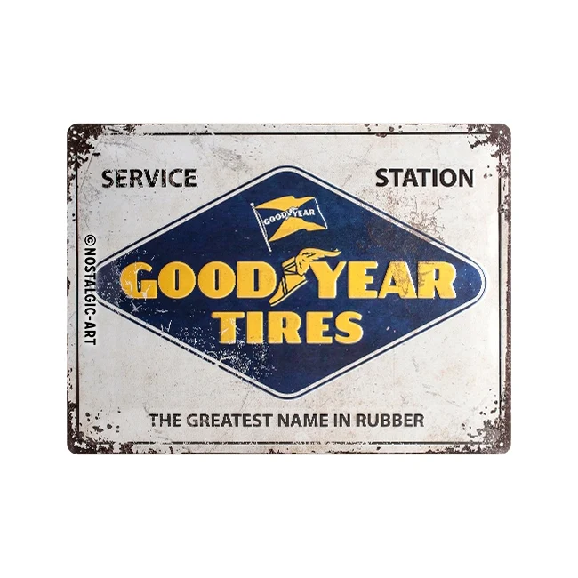 Nostalgic-Art Goodyear Logo 30x40cm Large Metal Tin Sign Plaque - White - Image 2