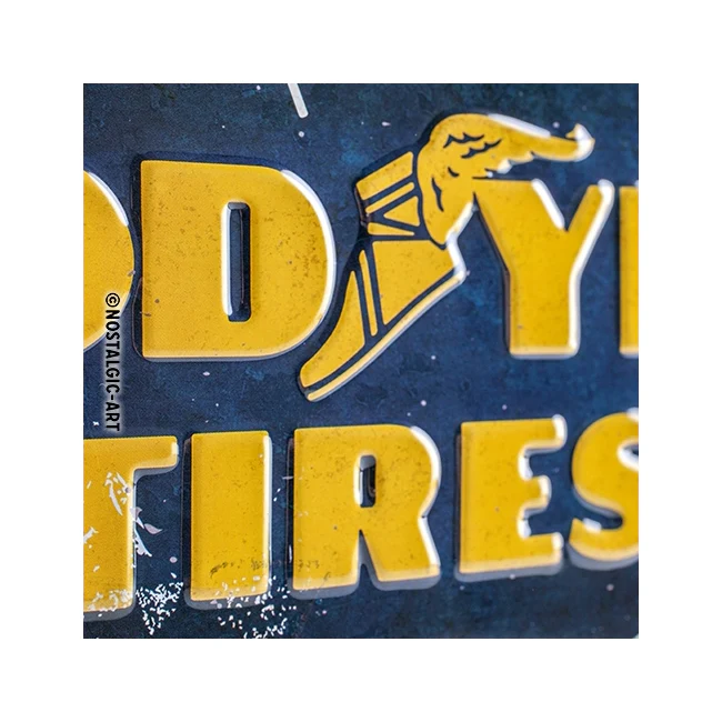 Nostalgic-Art Goodyear Logo 30x40cm Large Metal Tin Sign Plaque - White - Image 3