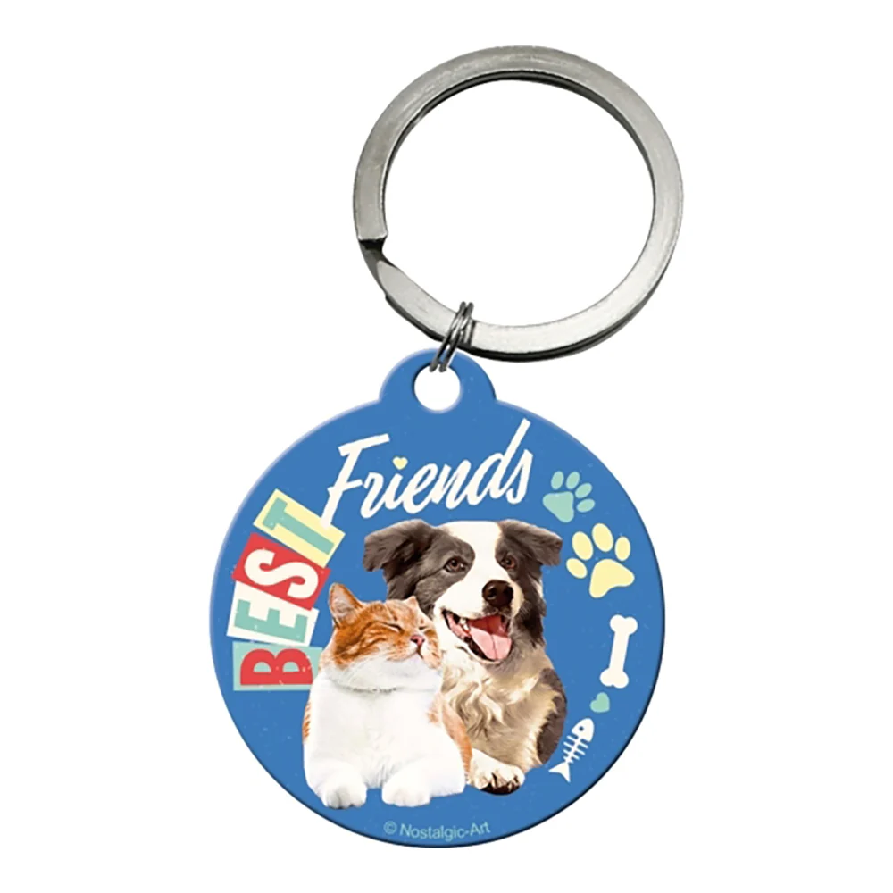 Nostalgic-Art Keyring Round Best Friends Cat and Dog 7.5x4x0.3cm