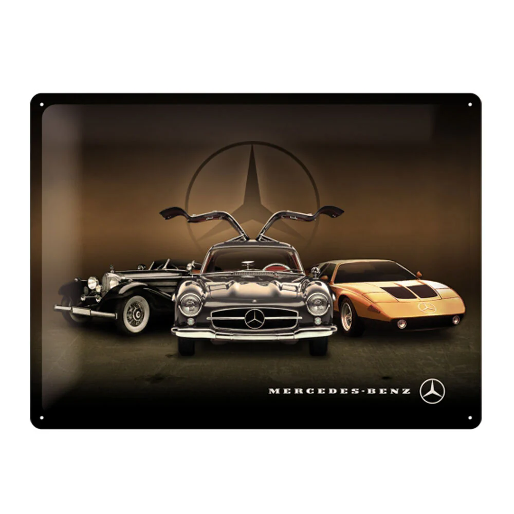Nostalgic-Art Large Sign Plaque Mercedes Benz 3 Cars - Image 2