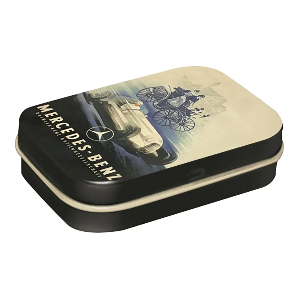 Nostalgic-Art Pocket Mint Box with Mints Mercedes Benz Silver Logo 4x6x2cm (Black)