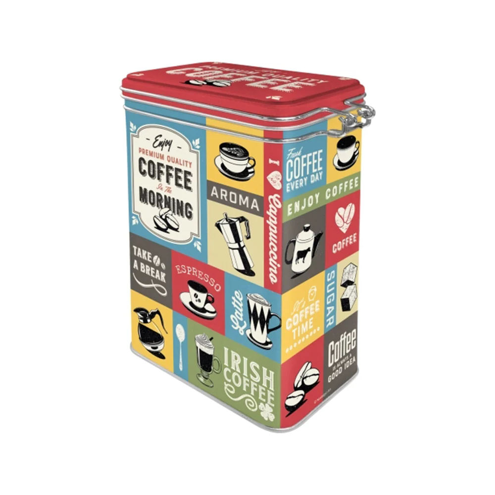 Nostalgic-Art Storage Clip Top Tin 1.3L 17.5cm Coffee Collage - Image 2