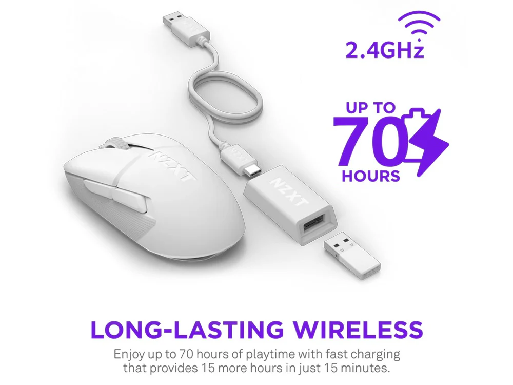 NZXT Lift Elite Wireless Ultra Lightweight Gaming Mouse (White) - Image 4