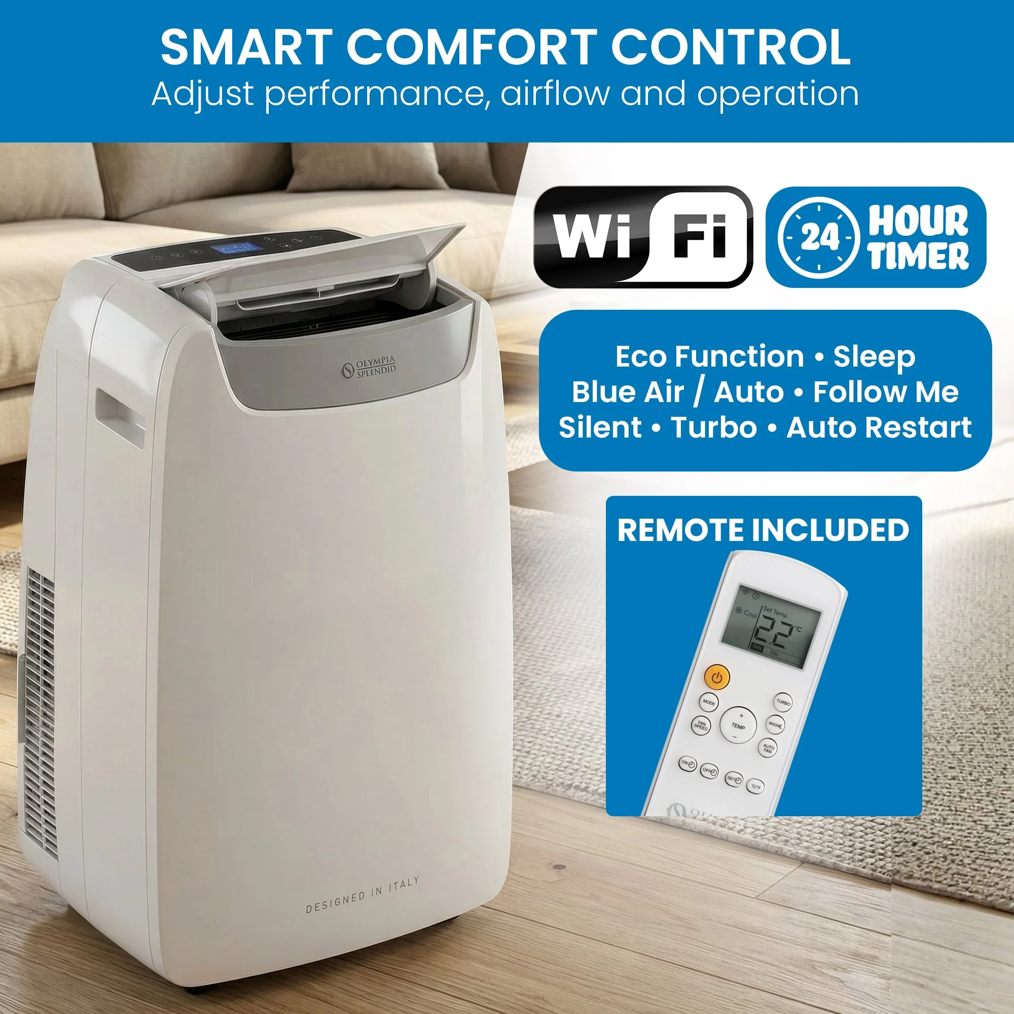 Olimpia Splendid 3.5kW Portable Air Conditioner WiFi Remote AIRPRO14HP - Image 6