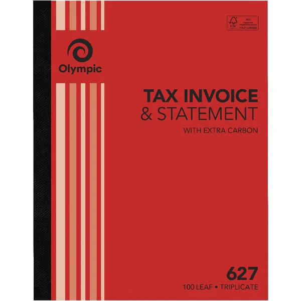 Olympic 5 Pack 627 Triplicate Tax Invoice & Statement Carbon Book 100 Leaf Bulk - Image 2