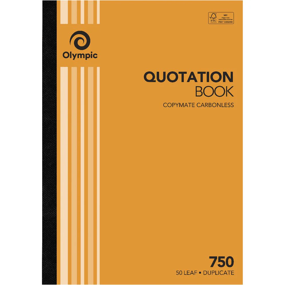 Olympic 5 Pack 750 Carbonless Duplicate Quotation Quotes Book 50 Leaf Bulk - Image 2