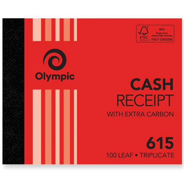 Olympic 615 Cash Receipt Book Carbon Triplicate 100 Leaf Pack 20 BULK - Image 2
