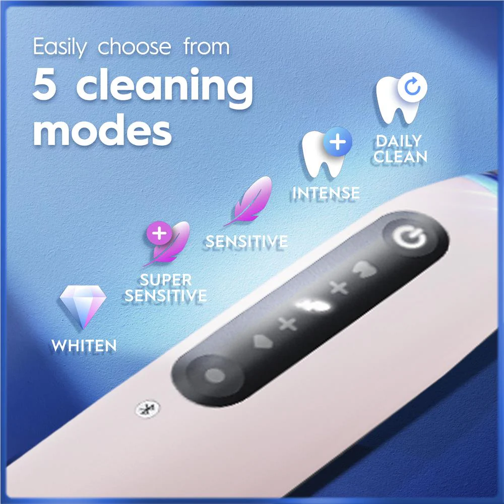Oral-B iO 5 Personalised Clean Electric Toothbrush  with Travel Case and 3 Brush Heads (Blush Pink) - Image 4