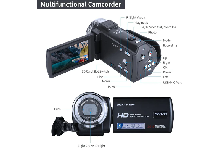 ORDRO HDR-V12 1080P Video Camera Camcorder - Image 5