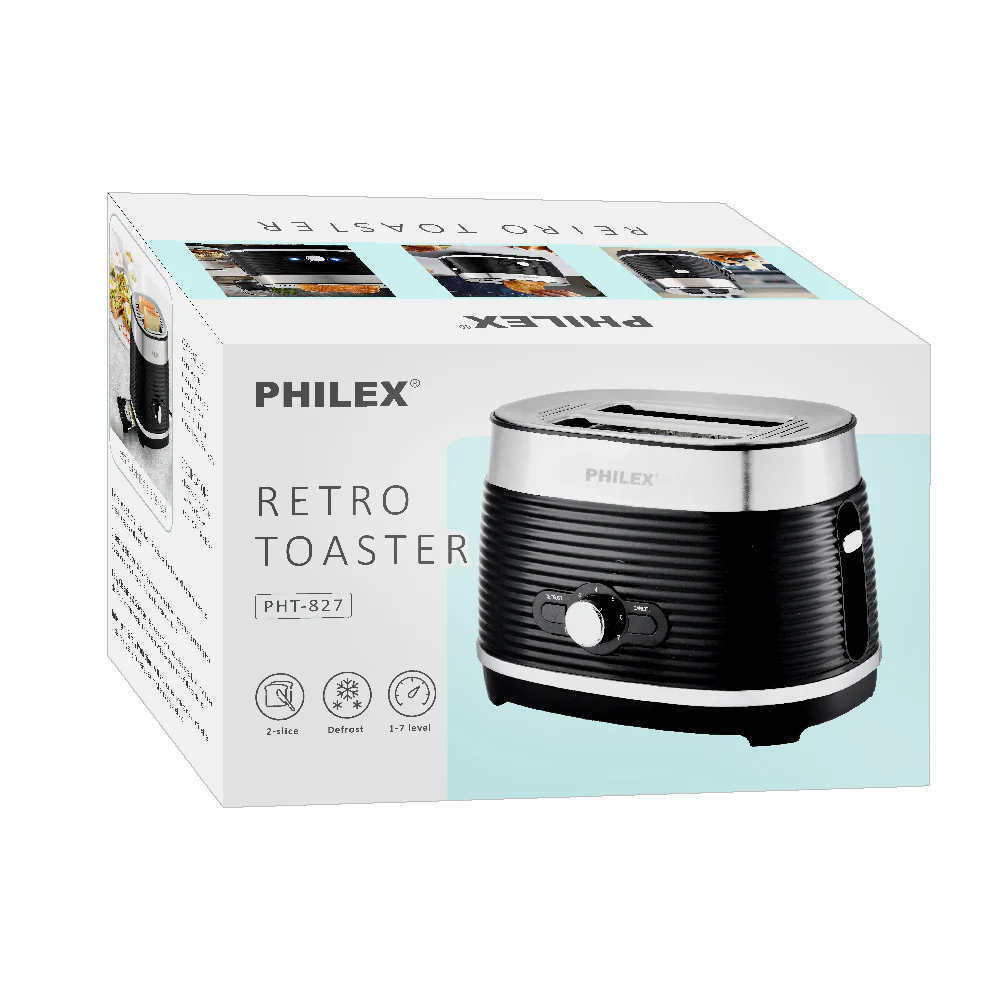 Philex 2-Slice Retro Electric Bread Toaster 815W (Black) - Image 2