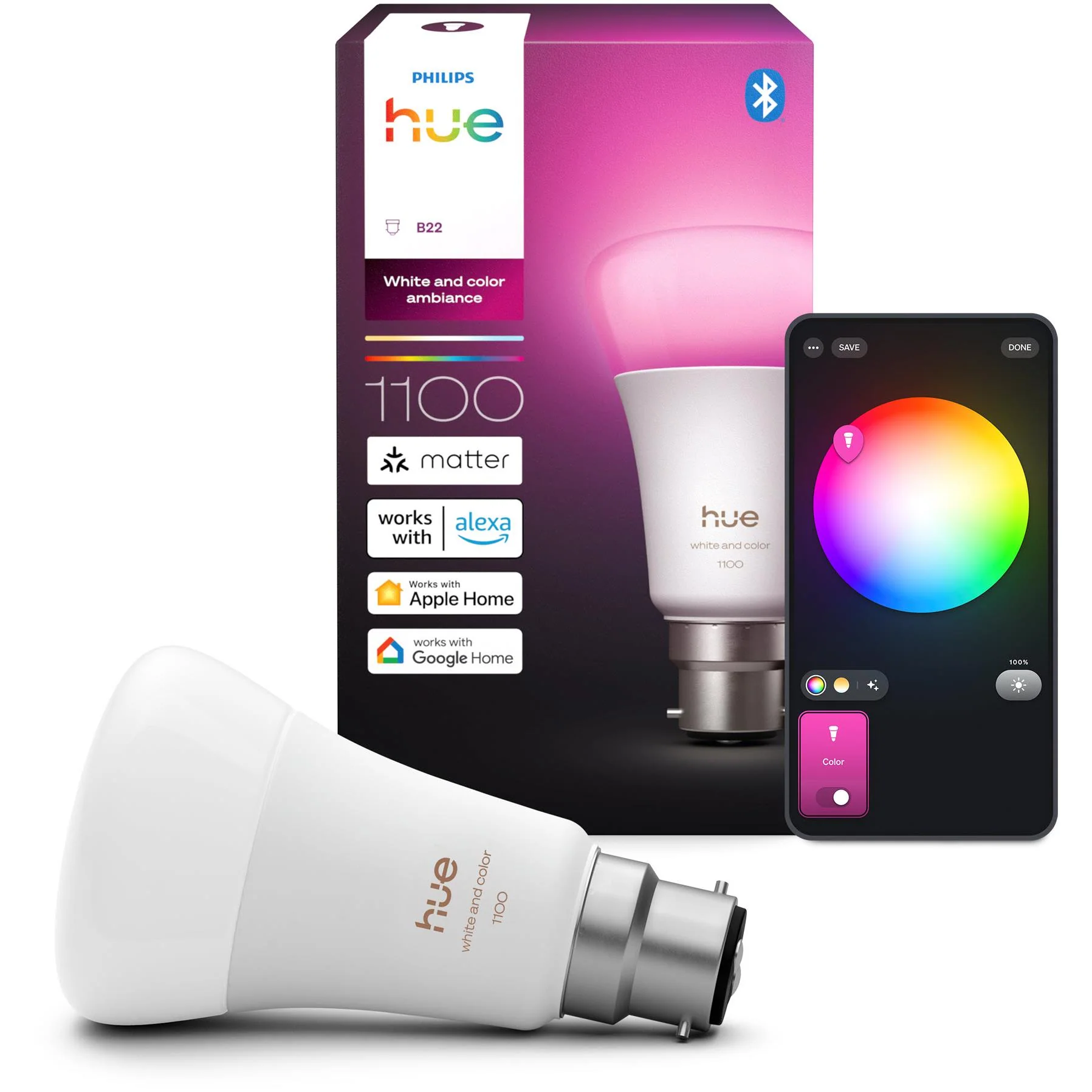 Philips Hue WCA 8.1W A60 B22 V2 Smart Bulb - Image 2