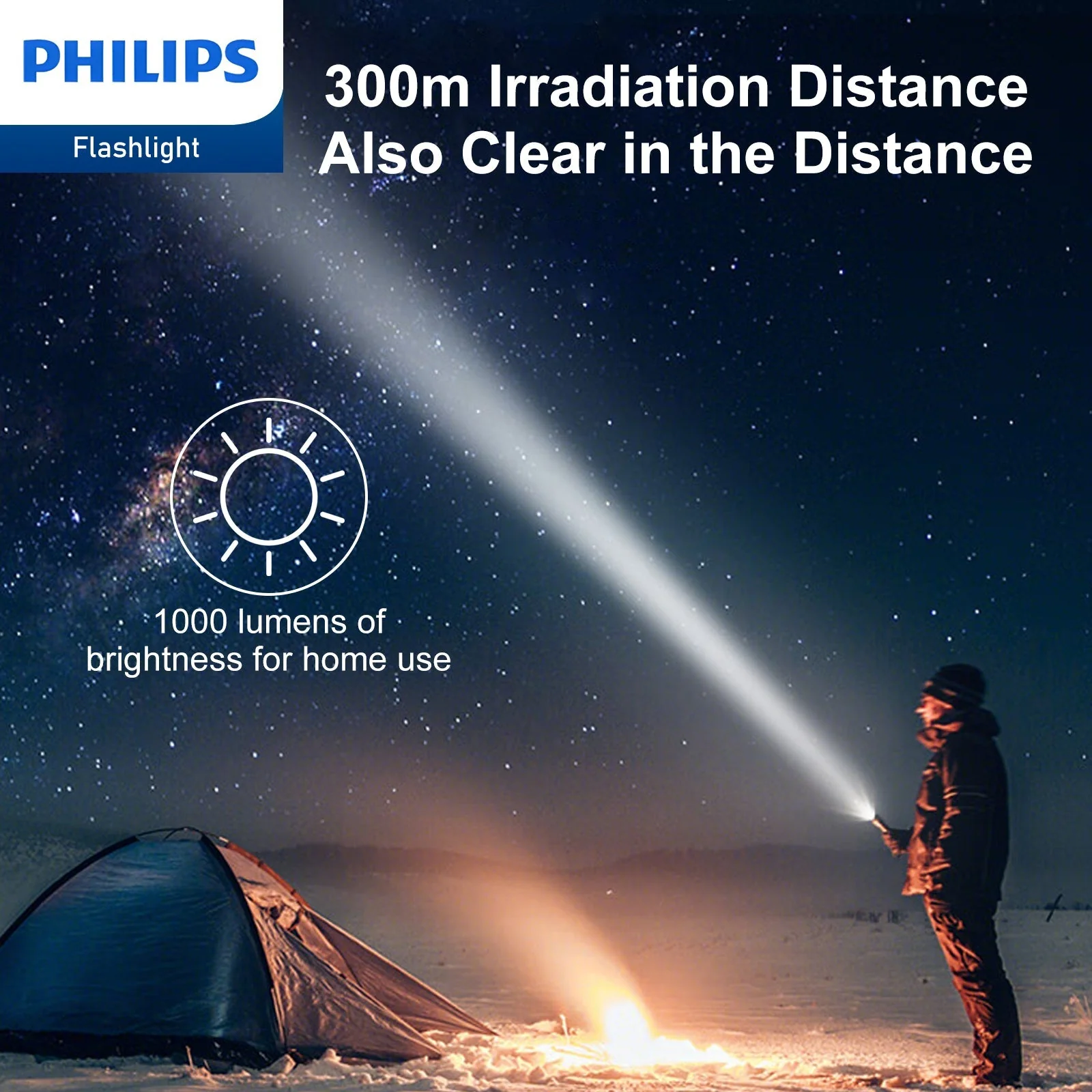 Philips Rechargeable LED 1000 Lumens Flashlight with Adjustable Focus (Black) - Image 6