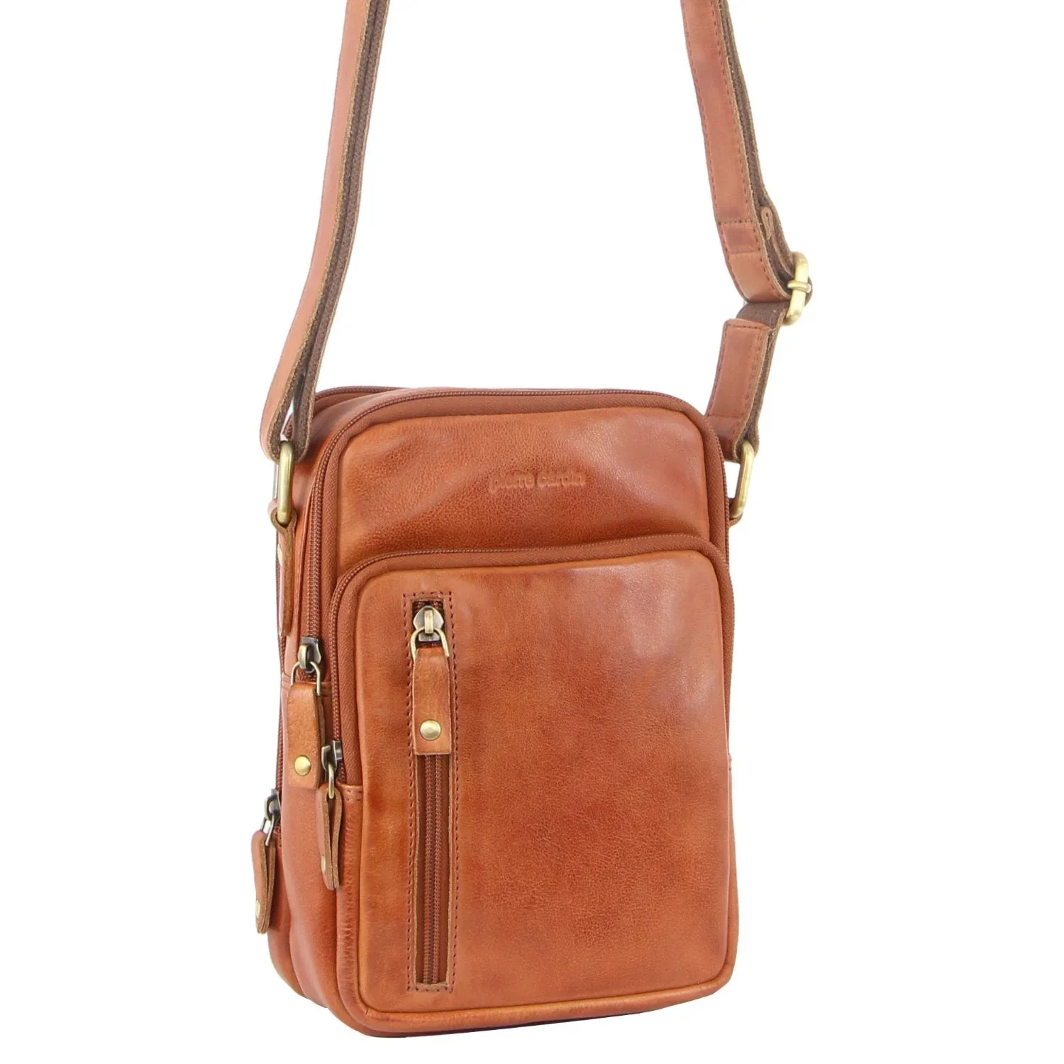 Pierre Cardin Cross Body Bag Unisex Sling Shoulder Messenger Travel - Cognac - Image 2