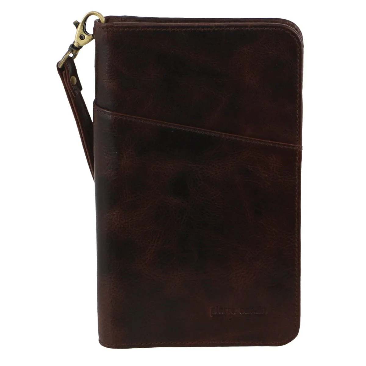 Pierre Cardin Italian Leather Passport Protected RFID Wallet 20cm Chocolate