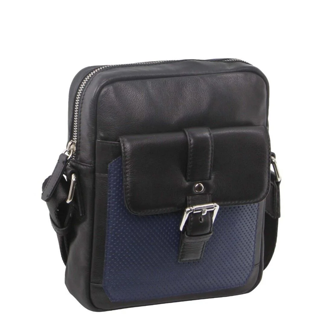 Pierre Cardin Leather Business Bag in Black & Organizer Cross Body in Black/Navy - Image 8