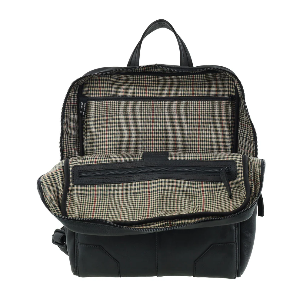 Pierre Cardin Men's Italian Leather Sleek Laptop Backpack Bag 33x40cm Black - Image 3