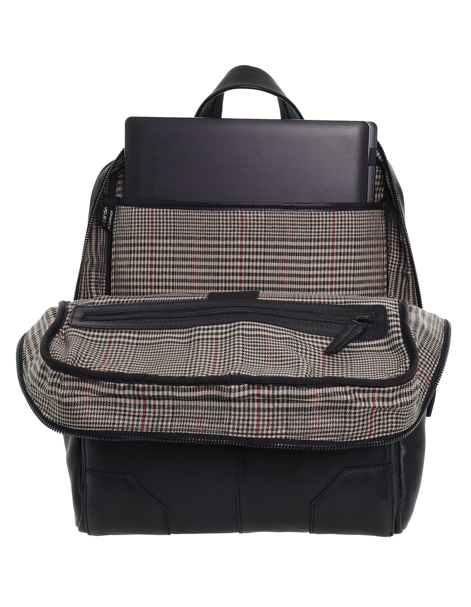 Pierre Cardin Men's Italian Leather Sleek Laptop Backpack Bag 33x40cm Black - Image 6
