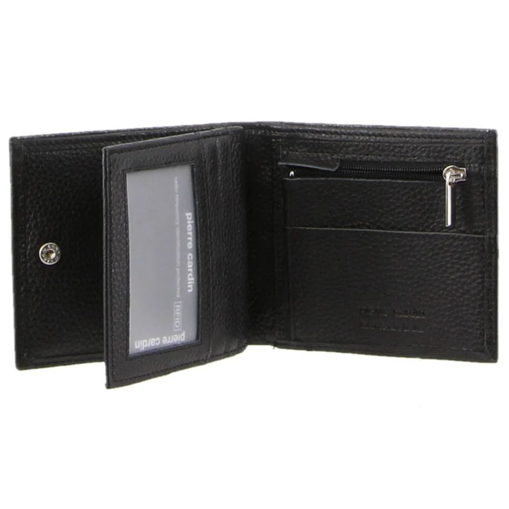 Pierre Cardin Men's Italian Leather Tri-Fold Protected RFID Wallet 11cm Black - Image 3