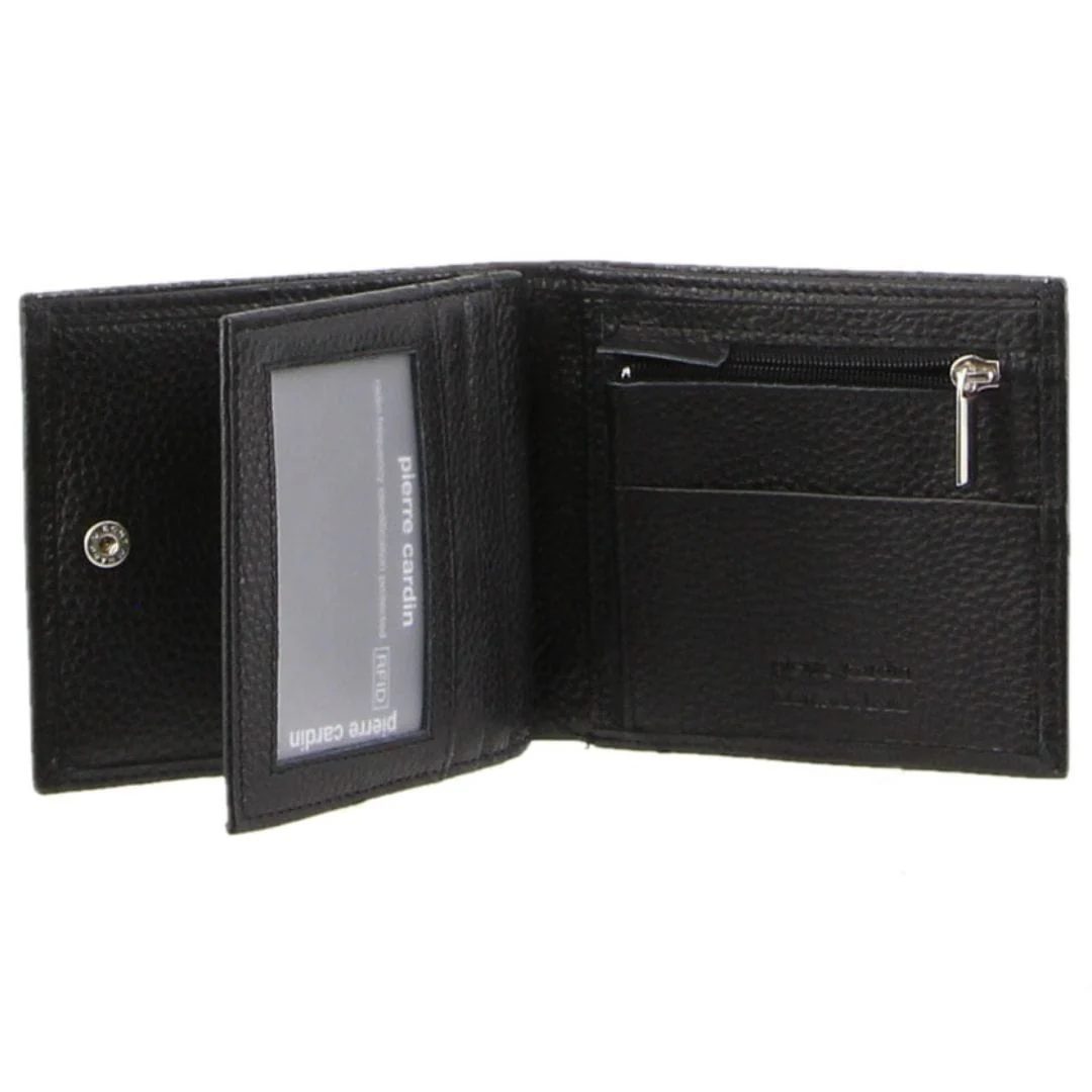 Pierre Cardin Men's Italian Leather Tri-Fold Protected RFID Wallet 11cm Black - Image 5